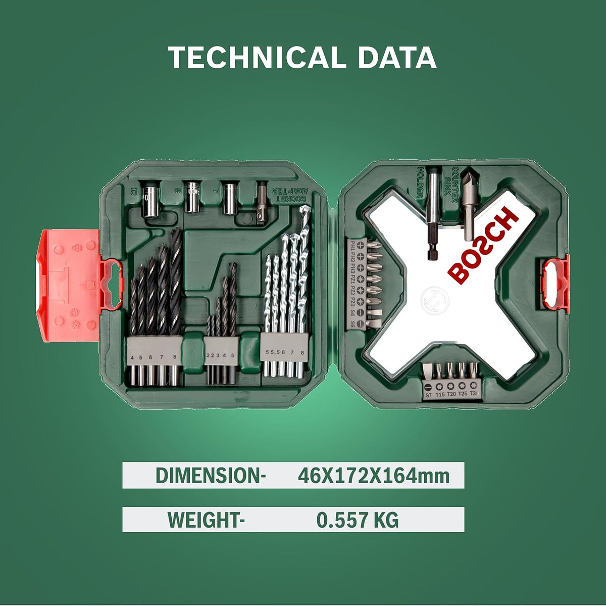 Bosch 34-piece X-Line Classic drill bit and screwdriver bit set, DIY with Bosch quality: Drilling and screwdriving made easy. | Model: 26070 — detail image 4