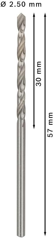 Bosch Pack Of 10 Metal Drill Bit - 2608595053, 2.5 X 30 X 57 Mm Silver — detail image 3