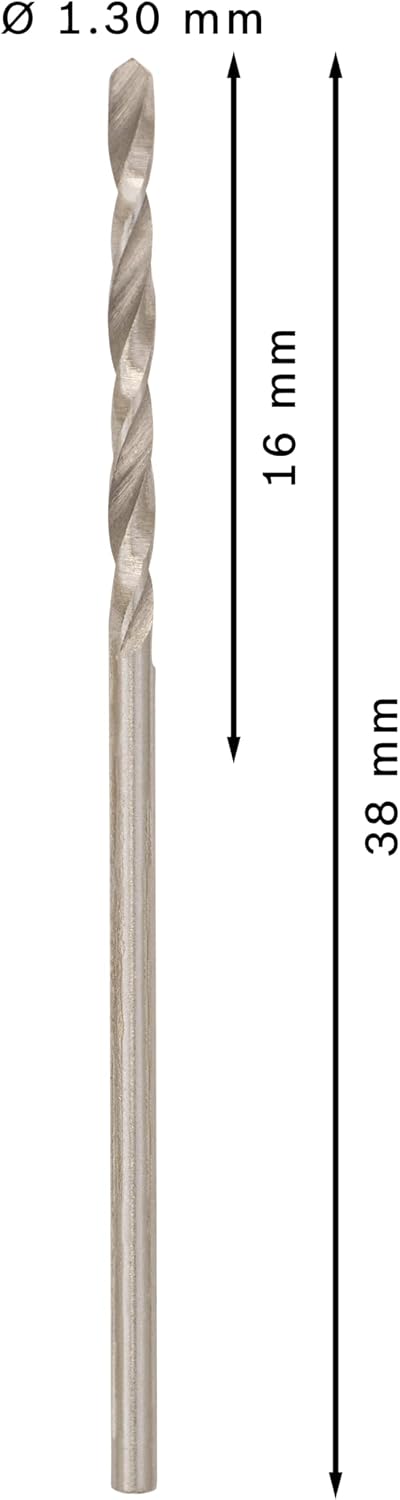 Bosch 10x PRO Metal HSS-G Twist Drill Bit Standard Length (for Non-ferrous metals, Steel, Ø 1,30 mm, Professional Accessory Rotary Drill/Dri — detail image 3