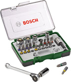 Bosch Screwdriver Bit Set 27 pieces with Ratchet , Durable screwdriver bits for 5 screw head types in 20 standard sizes. | Model: 2607017160 — product view
