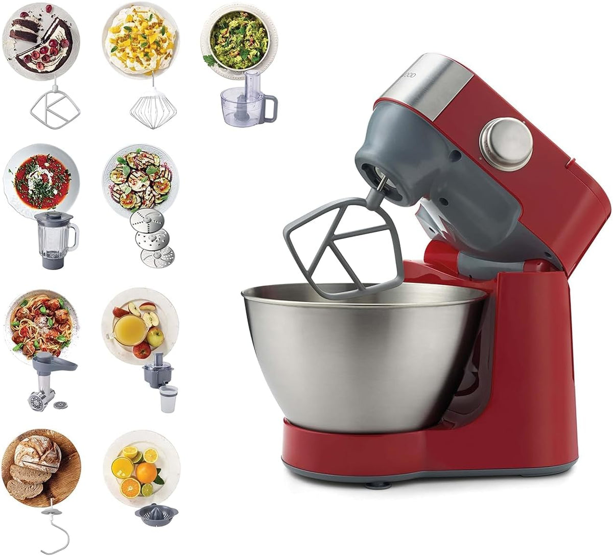 KENWOOD Stand Mixer Kitchen Machine PROSPERO 900W with 4.3L Stainless Steel Bowl, K-Beater, Whisk, Dough Hook, Glass Blender, Meat Grinder,  — product view