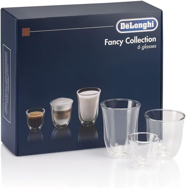 De'Longhi America 551329971 Fancy Collection double Walled Thermo Espresso, Cappuccino & Latte Macchiato Glasses (Set of 6), Clear — detail image 3