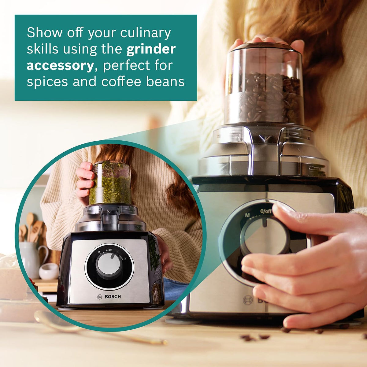 Bosch Food Processor 800 W with Mixer Grinder, Vegetable Chopper, Blender and More, Made in Europe MCM3501MGB — detail image 5
