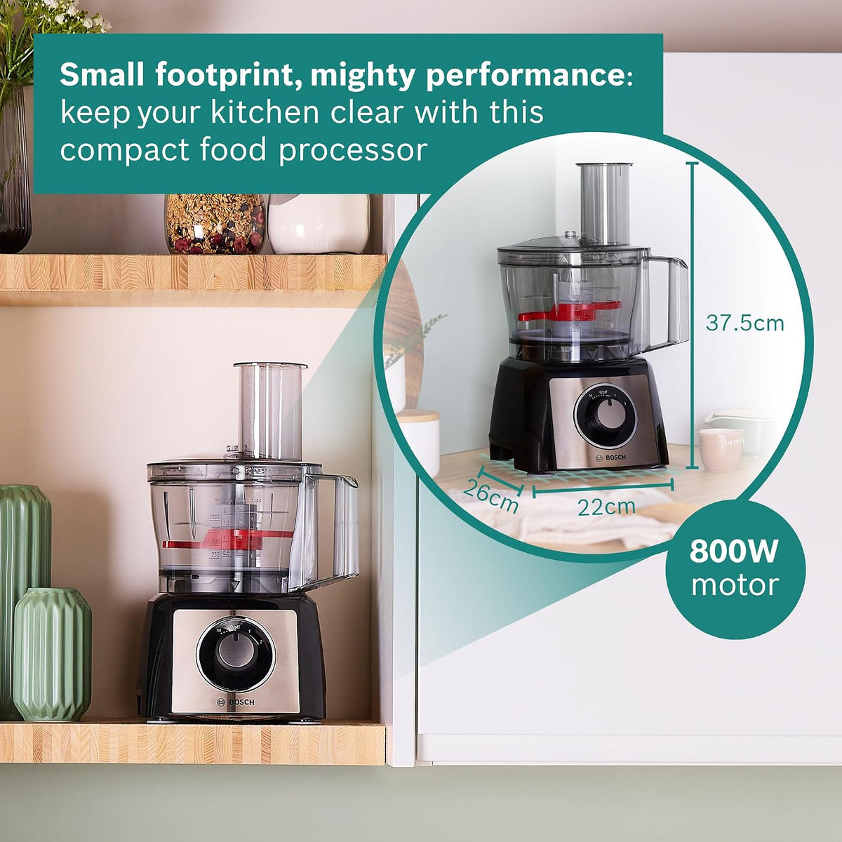 Bosch Food Processor 800 W with Mixer Grinder, Vegetable Chopper, Blender and More, Made in Europe MCM3501MGB — detail image 3