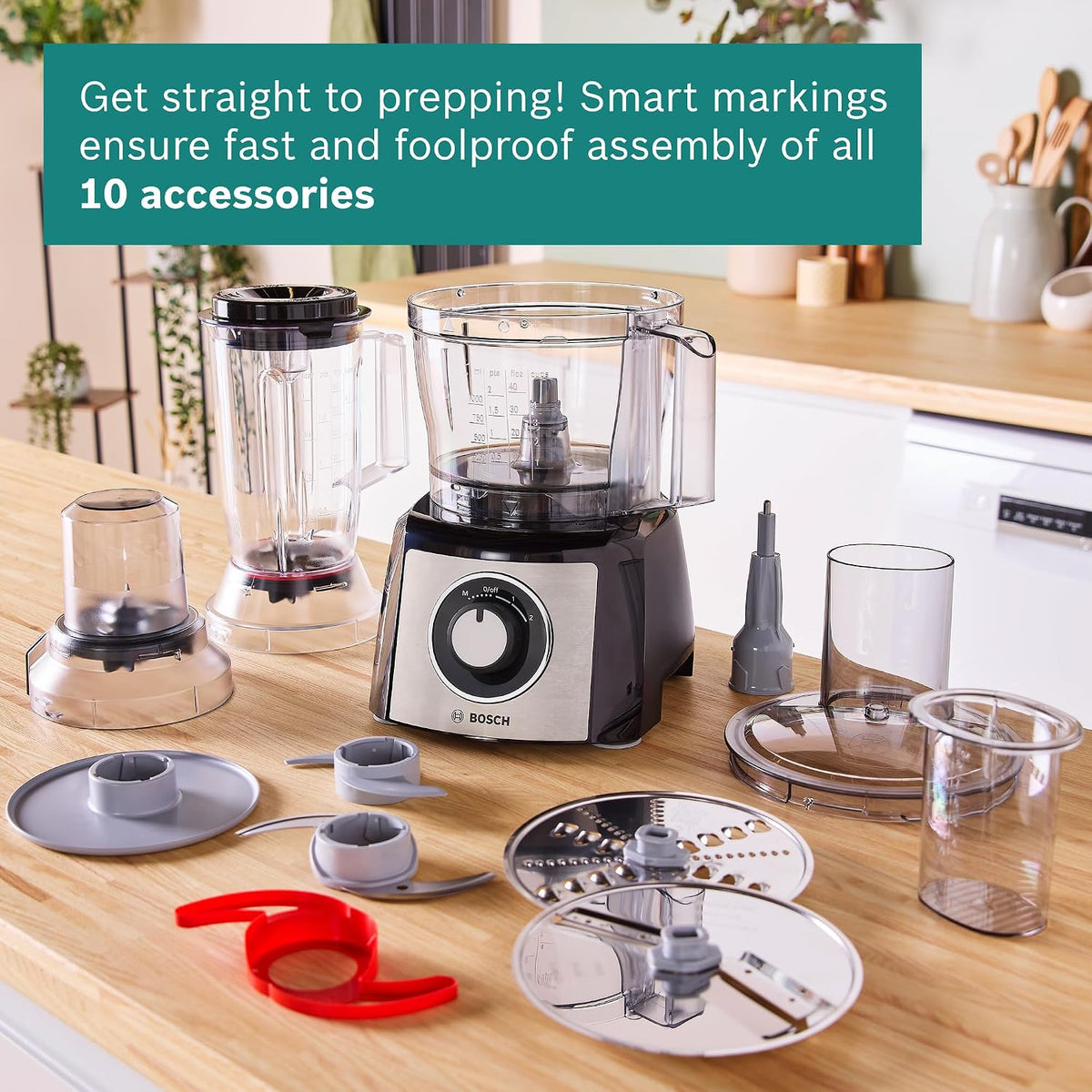 Bosch Food Processor 800 W with Mixer Grinder, Vegetable Chopper, Blender and More, Made in Europe MCM3501MGB — detail image 4
