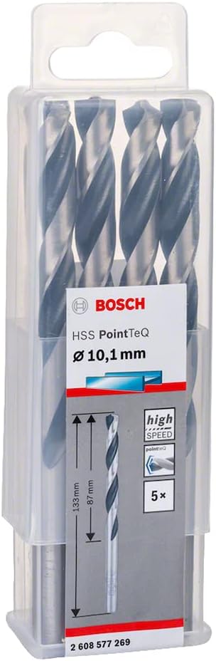 Bosch Accessories Professional 5-Piece PointTeQ HSS Twist Drill Bit (for Metal, 10.1 x 87 x 133 mm, Drill Driver Accessories) — product view