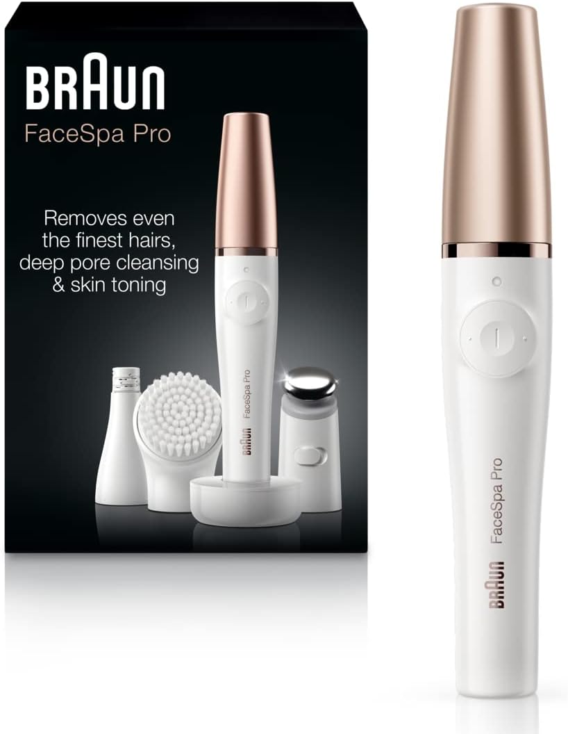Braun Face Epilator Facespa Pro 911, Facial Hair Removal for Women, Hair Removal Device, 3-in-1 Epilating, Cleansing Brush and Skin Toning w — product view