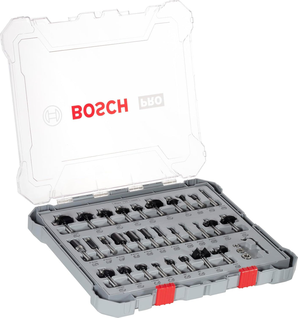 Bosch Professional 30 pcs. Mixed Router Bit Set (for Wood, Ø 8 mm Shank, Accessory Router) — product view