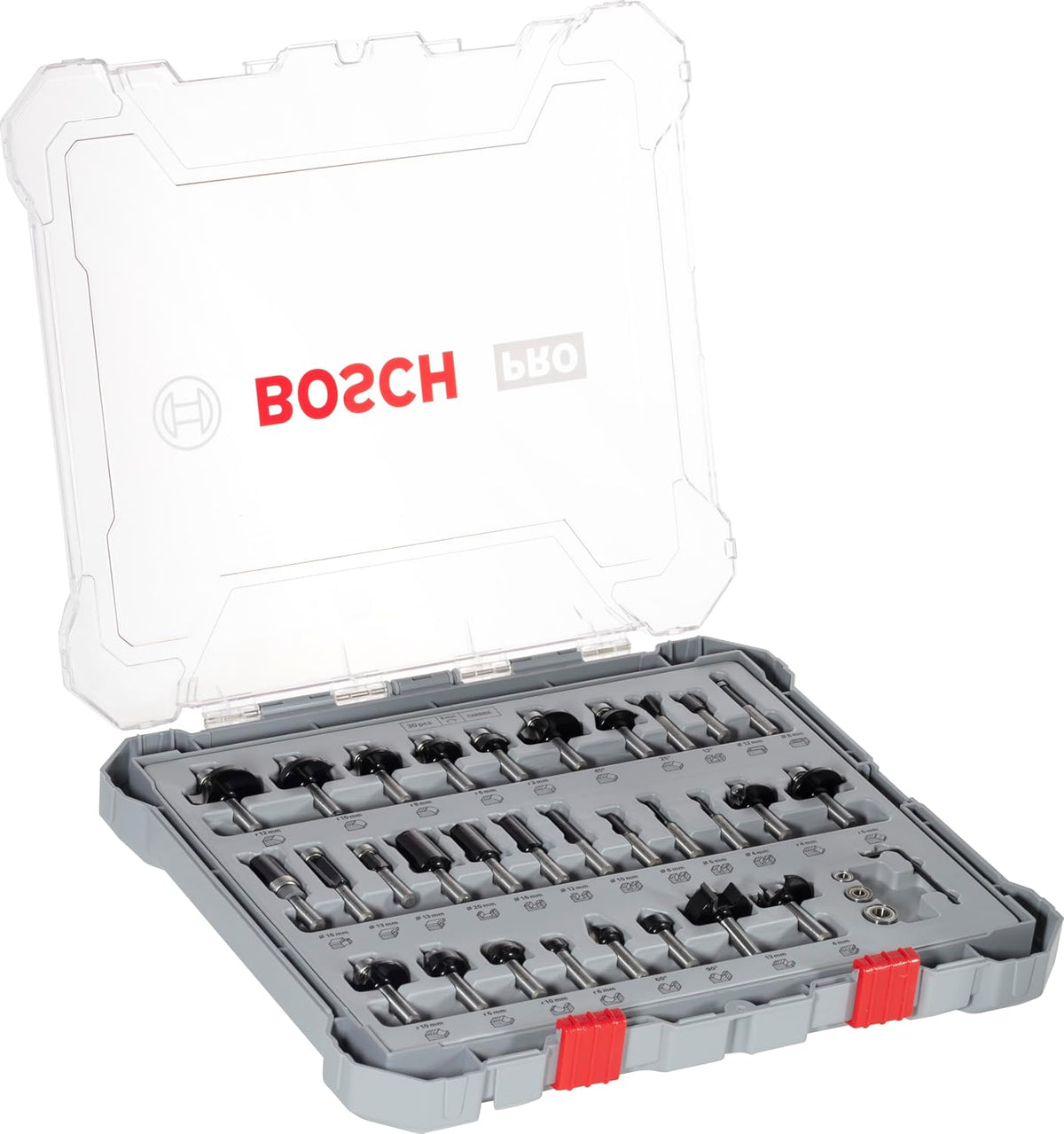 Bosch Professional 30 pcs. Mixed Router Bit Set (for Wood, Ø 8 mm Shank, Accessory Router) — product view
