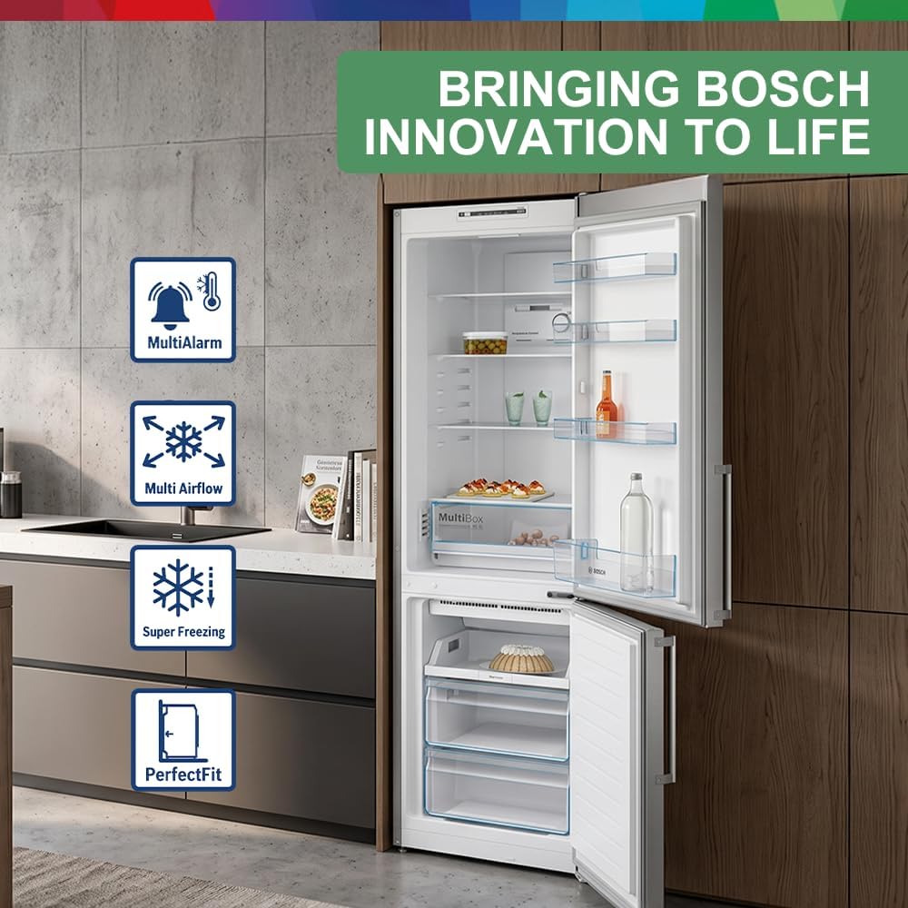 Bosch Free Standing, Top Fridge Bottom Freezer, 329 Liters, Silver Finish, KGN36NL30M — detail image 3