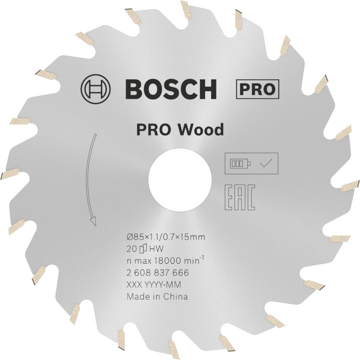Bosch Professional Circular Saw Blade Standard for Wood (Wood, 85 X 15 X 1.1 mm, 20 Teeth, Accessory Cordless Circular Saw) — product view