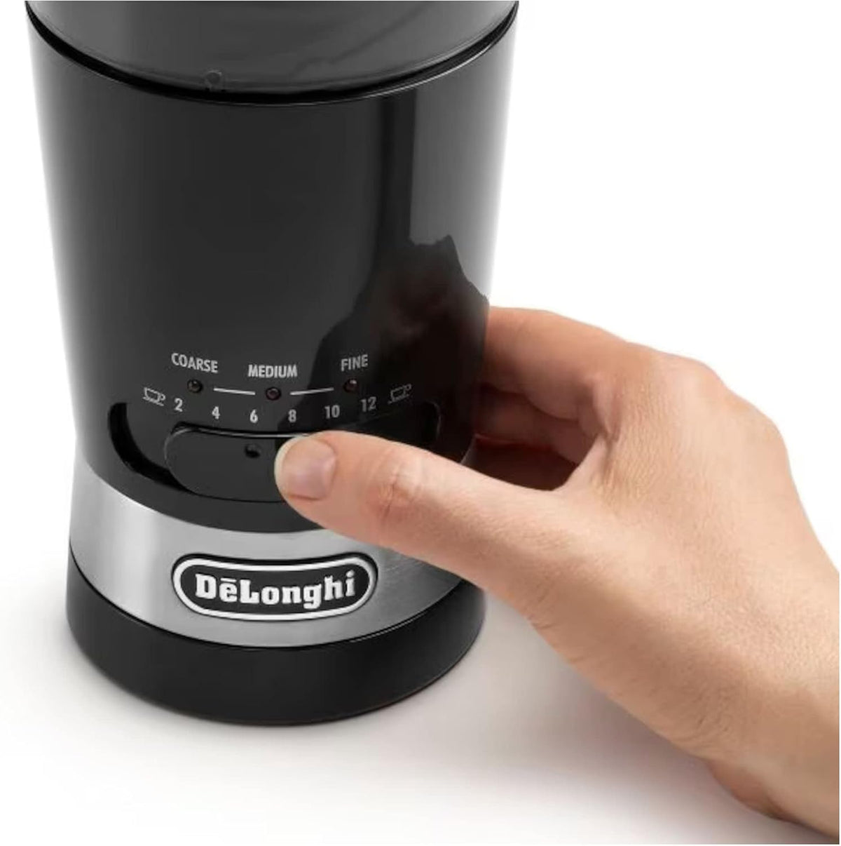 De'Longhi Electric Coffee & Spices Grinder Mill With Stainless Steel Blade , & 3 Grinding Level Settings , 12 Cups Capacity , KG210 , Black — detail image 4