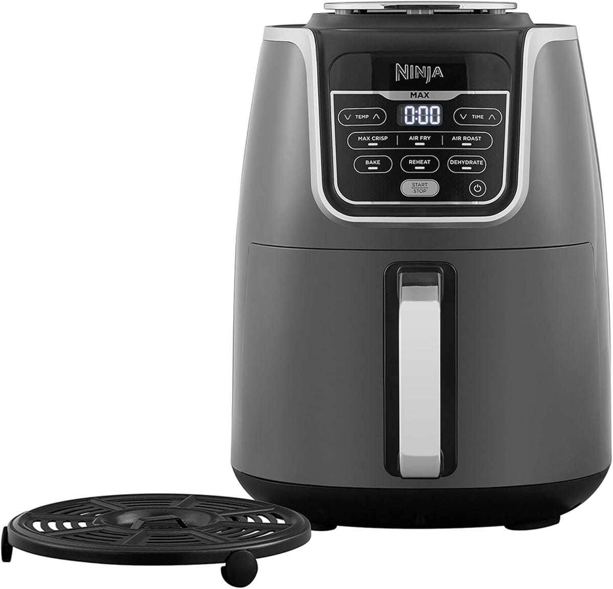 Ninja Air Fryer Max Xl, Max Crisp, Air Roast, Bake, Reheat, Dehydrate, 5.2 Liters, 1750 Watts, Grey and Black, AF160ME — product view