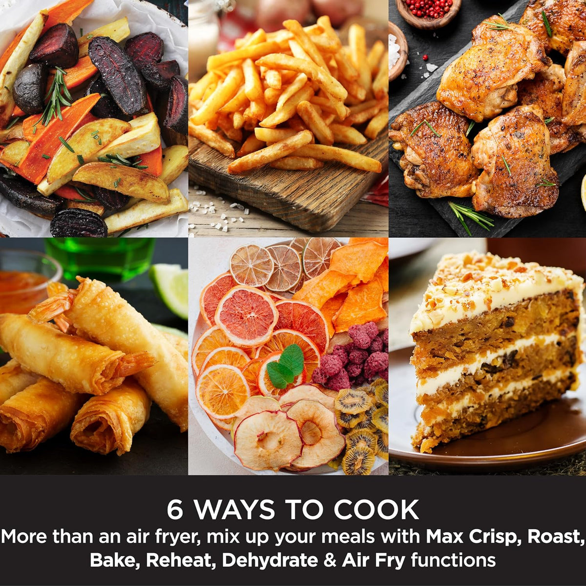 Ninja Air Fryer Max Xl, Max Crisp, Air Roast, Bake, Reheat, Dehydrate, 5.2 Liters, 1750 Watts, Grey and Black, AF160ME — detail image 2