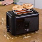 Bosch Compact Toaster, TAT3P423GB, Two Slice, Stainless Steel Black, German Engineering — detail image 3