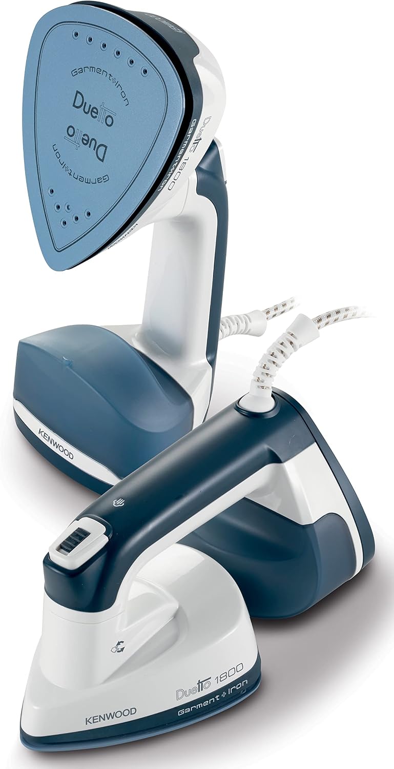 KENWOOD 2-in-1 Garment Steamer + Steam Iron 1000W with Rotary Plate, Ceramic Soleplate, LED Light GSP40.000WB White/Blue — detail image 4
