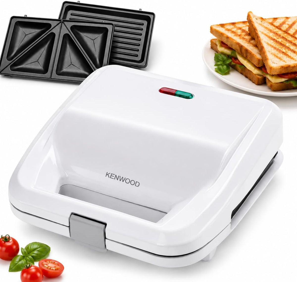 KENWOOD 2-in-1 Sandwich Maker & Grill with 2 Sets of Non Stick Multifunctional Plates for Grilling and Toasted Sandwiches SMP02.000WH White — product view