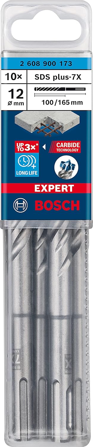 Bosch Professional 10x Expert SDS plus-7X Hammer Drill Bit (Ø 12,00x165 mm, Accessories Rotary Hammer Drill) — detail image 2