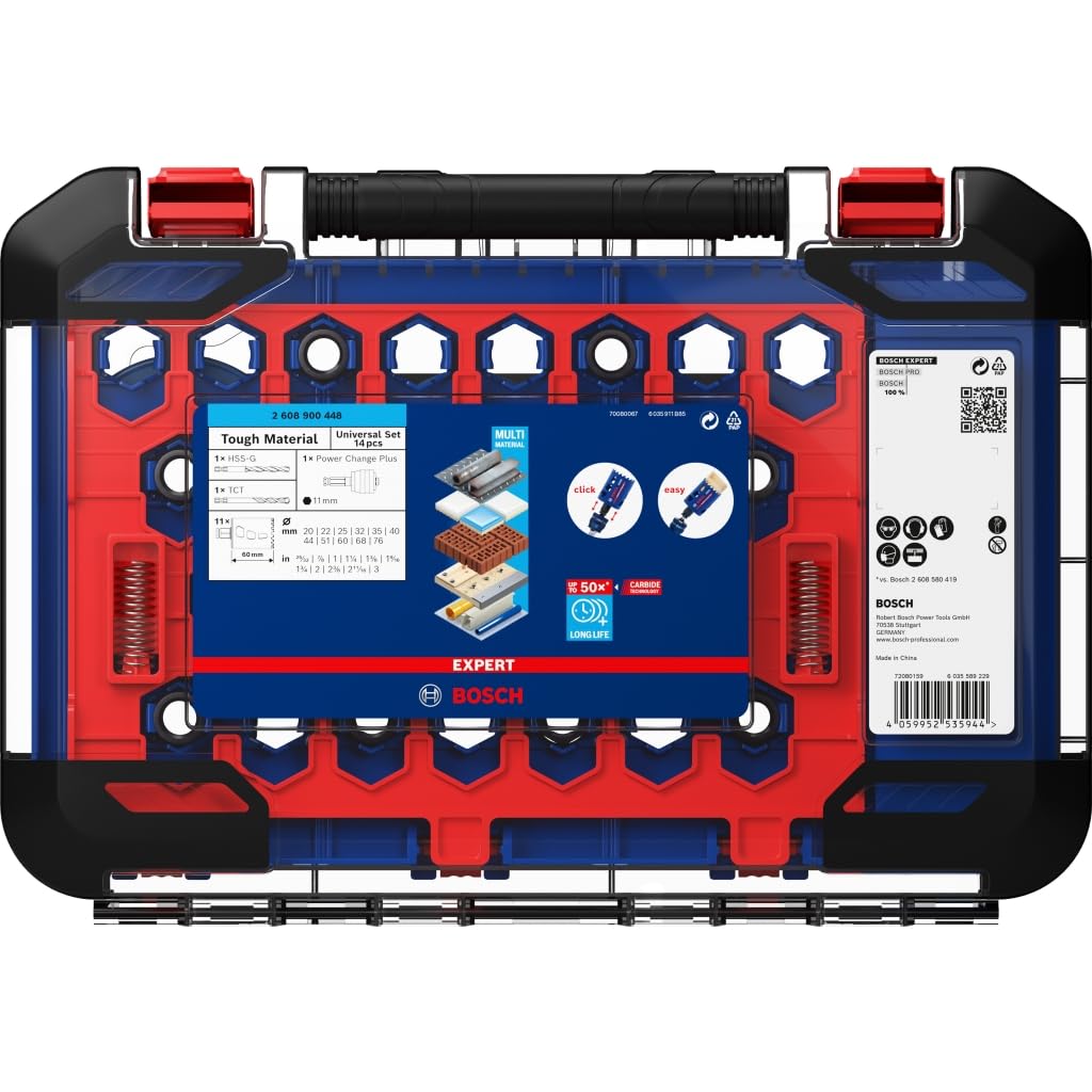 Bosch Professional 14-Piece Expert Tough Material Hole Saw Set for Wood with Metal Diameter 20-76 mm Drill Accessories — detail image 5