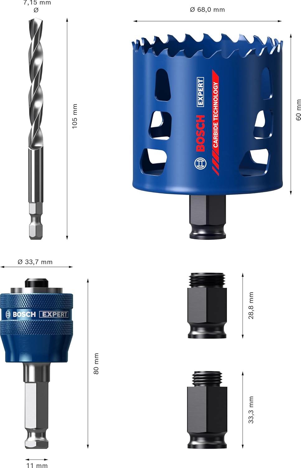 Bosch Professional 1x Expert Tough Material Hole Saw Starter Kits (Ø 51 mm, Accessories Rotary Impact Drill) — detail image 3
