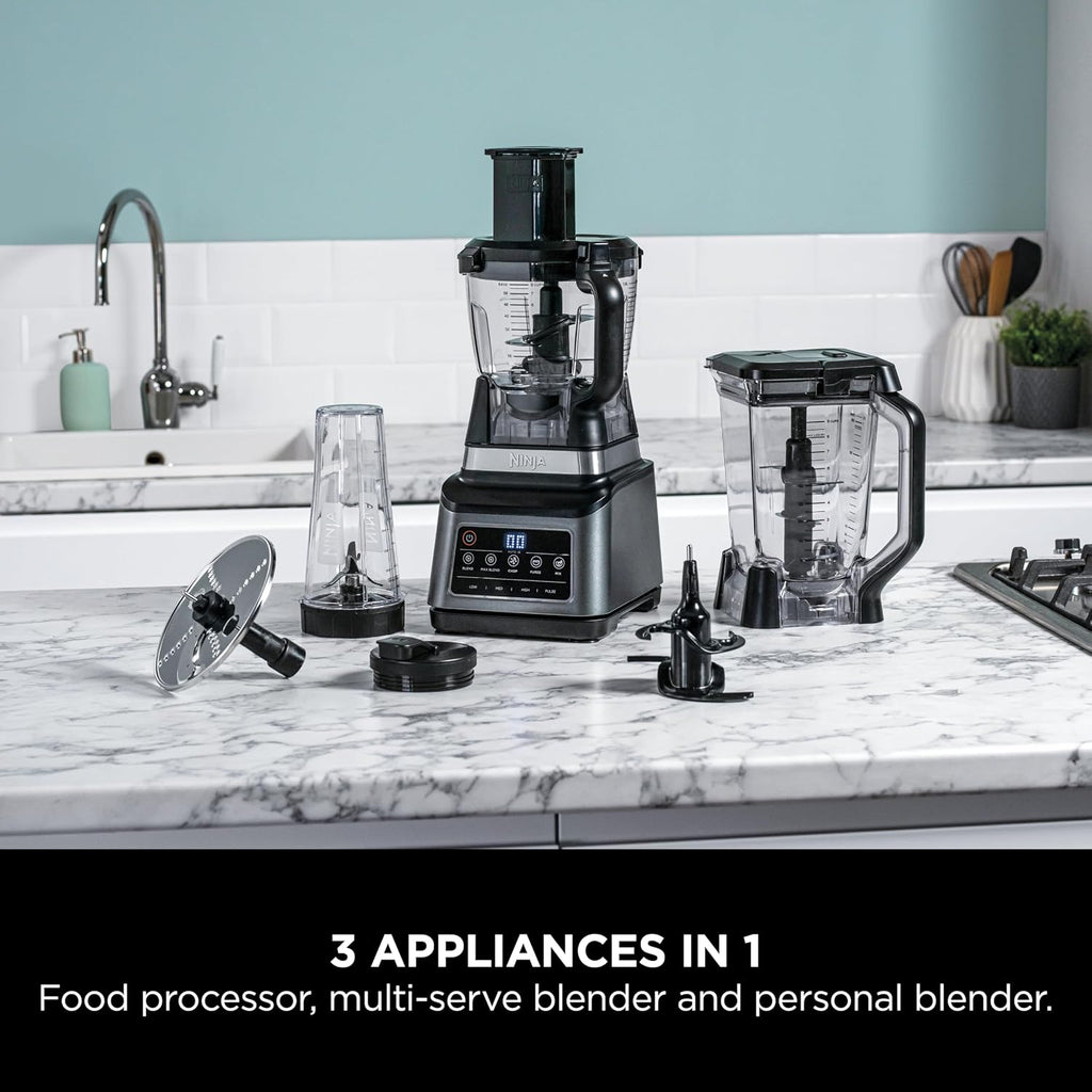 Ninja 3-IN-1 Food Processor, Blender, Auto-iQ Technology, 1200 Watts, Recipe Guide included, Black/Grey, BN801ME — detail image 6