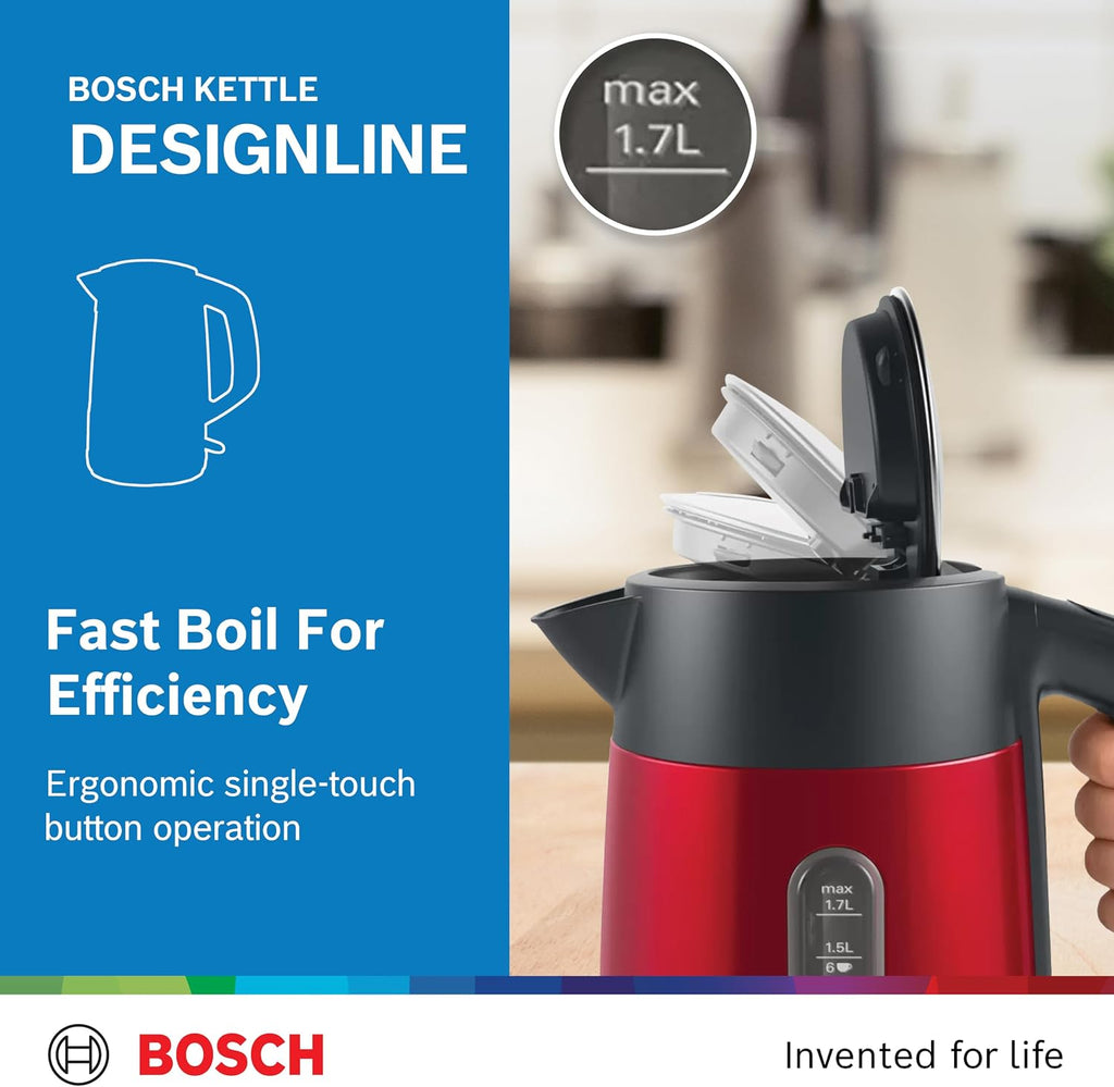Bosch Electric Kettle, TWK4P434, 1.7L, Red, German Engineering — detail image 6