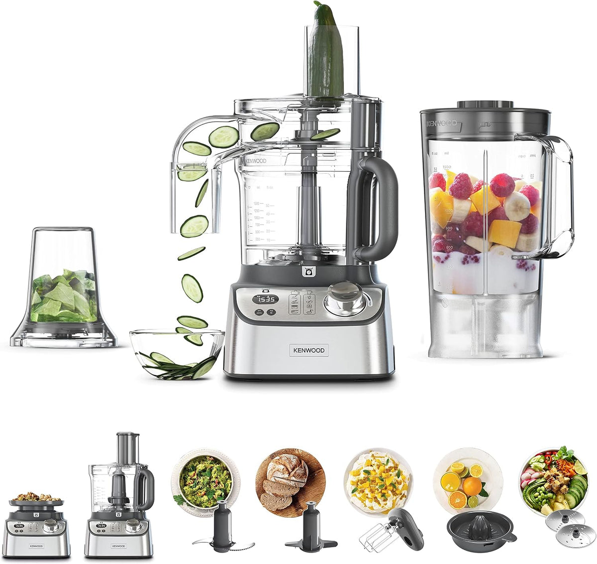 Kenwood Food Processor 1000W With Blender, Grinder Mill, Dual Metal Whisk, Dough Maker, CitrUS Juicer, Express Serve/Salad Kitchen Scale/Wei — product view
