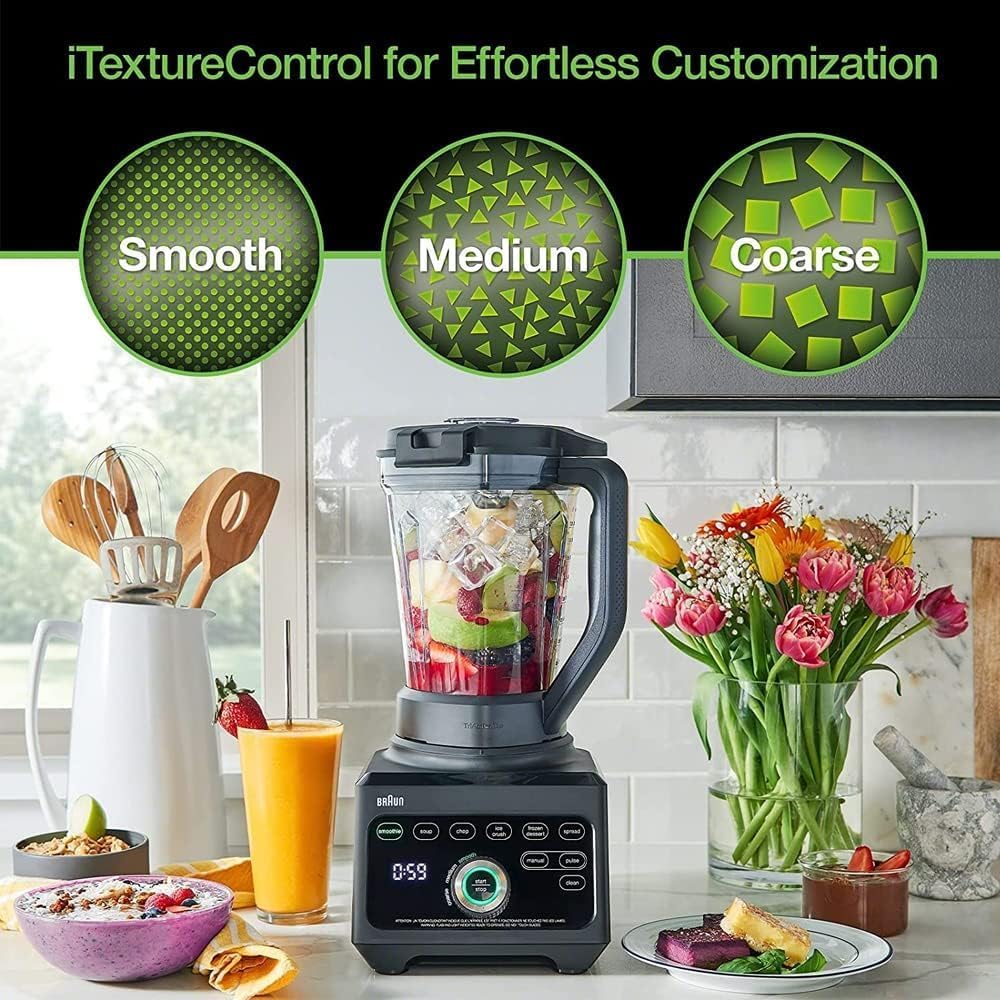 Braun 1600W Premium Power Blender Smoothie Maker PowerBlend 9 with 18 Functions, Unique Triangular Tritan Jar and 2 Smoothie2Go Bottles for  — detail image 6