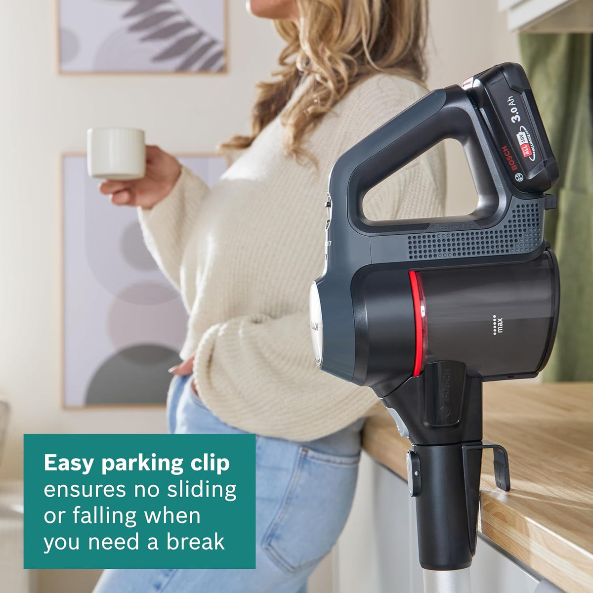 Bosch Cordless Stick Vacuum Cleaner, BCS711GB, 3.0 Ah Battery, Dark Granite, German Engineering — detail image 12