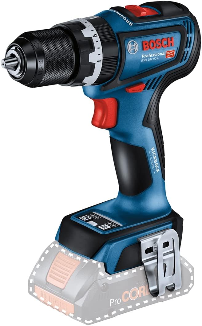 Bosch Professional 18V System Cordless Impact Drill GSB 18V-90 C (Batteries and Charger not Included, in Cardboard Box) — product view