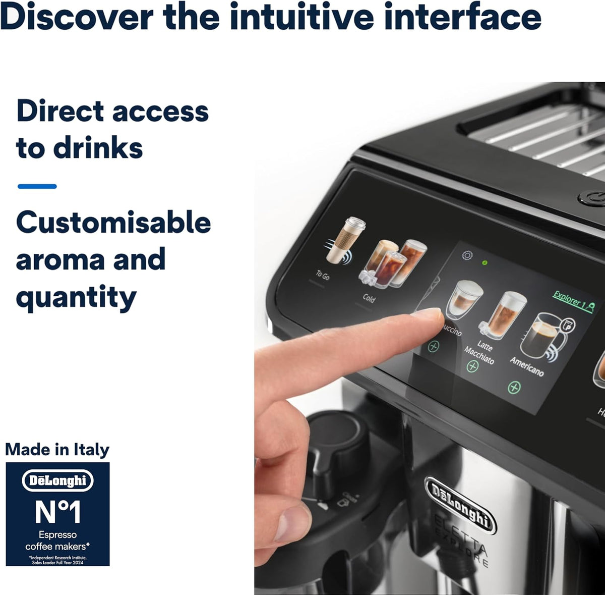 De'Longhi Cold Brew Coffee Machine ELETTA EXPLORE Fully Automatic Espresso Machine with 50+ Hot & Cold Beverages, Cold Extraction Technology — detail image 5