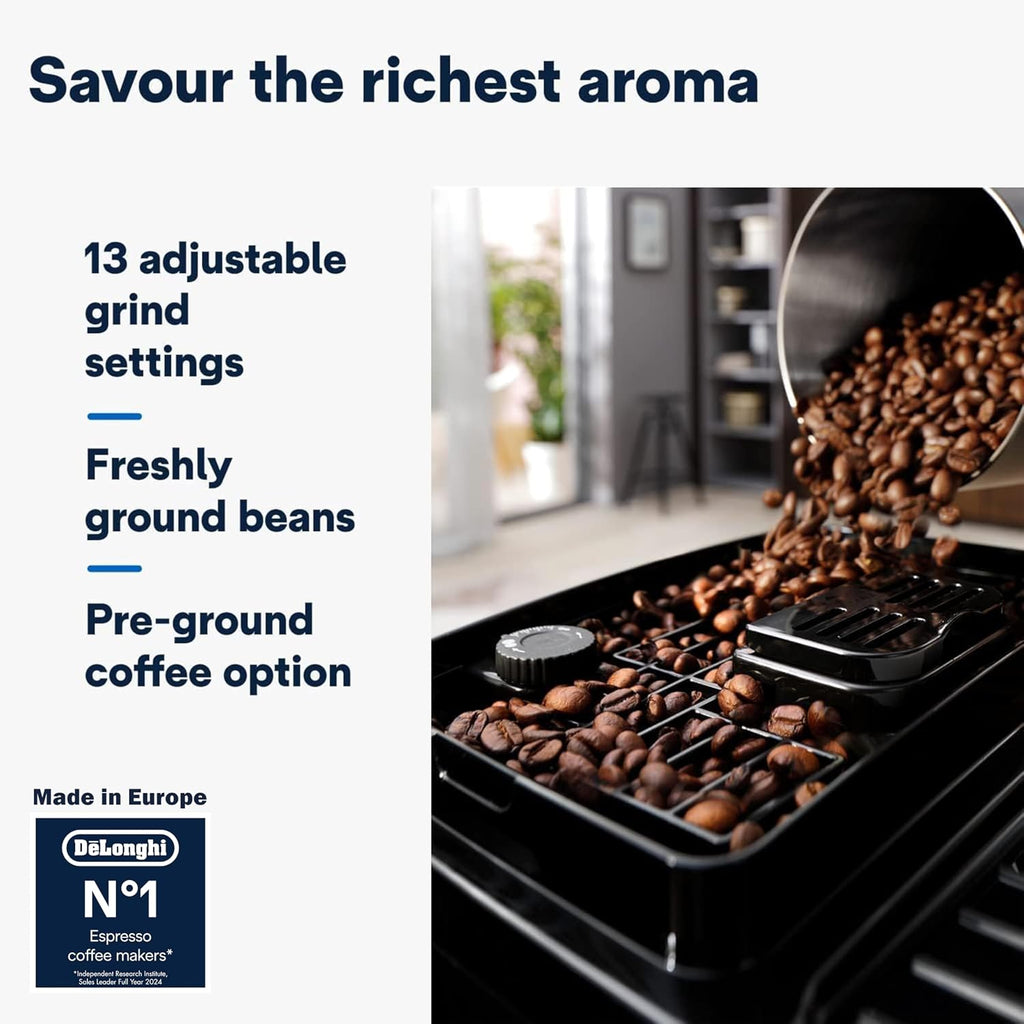 De'Longhi Coffee Machine MAGNIFICA START Fully Automatic Espresso Machine with Soft Touch Interface, Milk Frother, 13 Grinder Settings, Twin — detail image 2