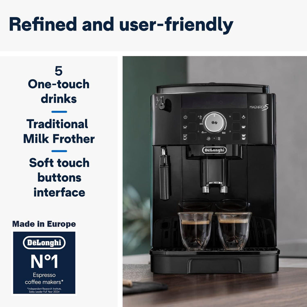 De'Longhi Coffee Machine MAGNIFICA S Fully Automatic Espresso Machine with Soft Touch Interface, Milk Frother, 13 Grinder Settings, Twin Sho — detail image 2