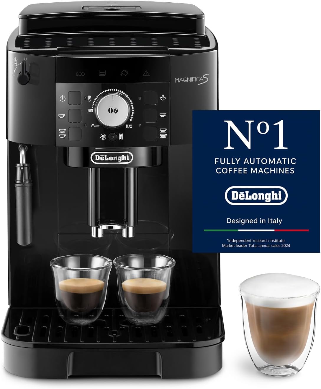 De'Longhi Coffee Machine MAGNIFICA S Fully Automatic Espresso Machine with Soft Touch Interface, Milk Frother, 13 Grinder Settings, Twin Sho — product view