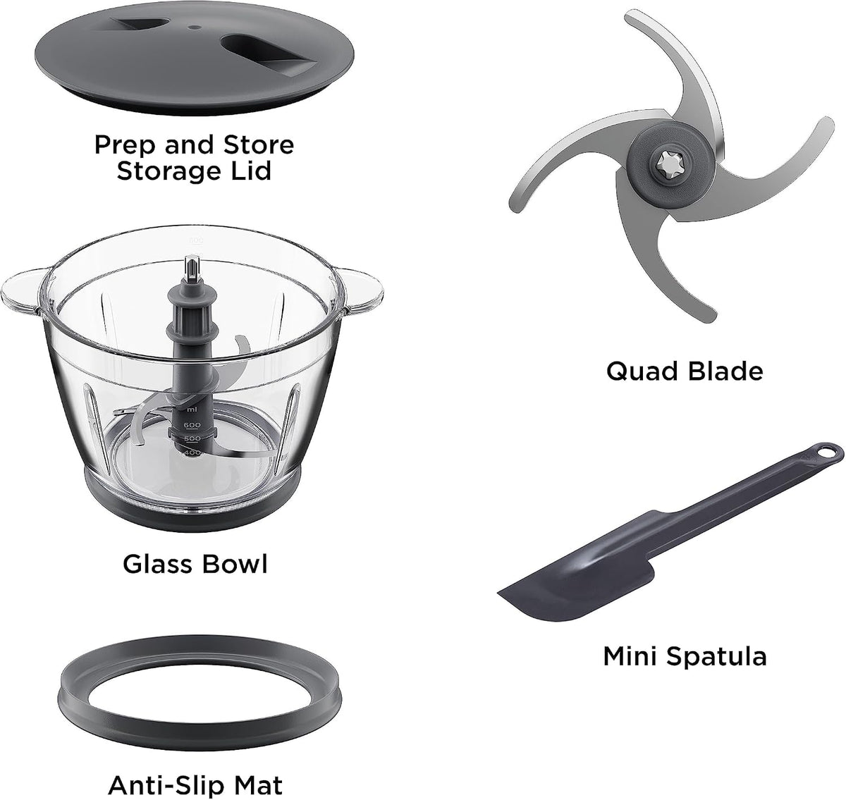 KENWOOD Glass Chopper 500W Electric Food Chopper with 1.2L Glass Bowl (600ml working capacity), Dripper Pro, Quad Blade, Storage Lid, Dual S — detail image 3