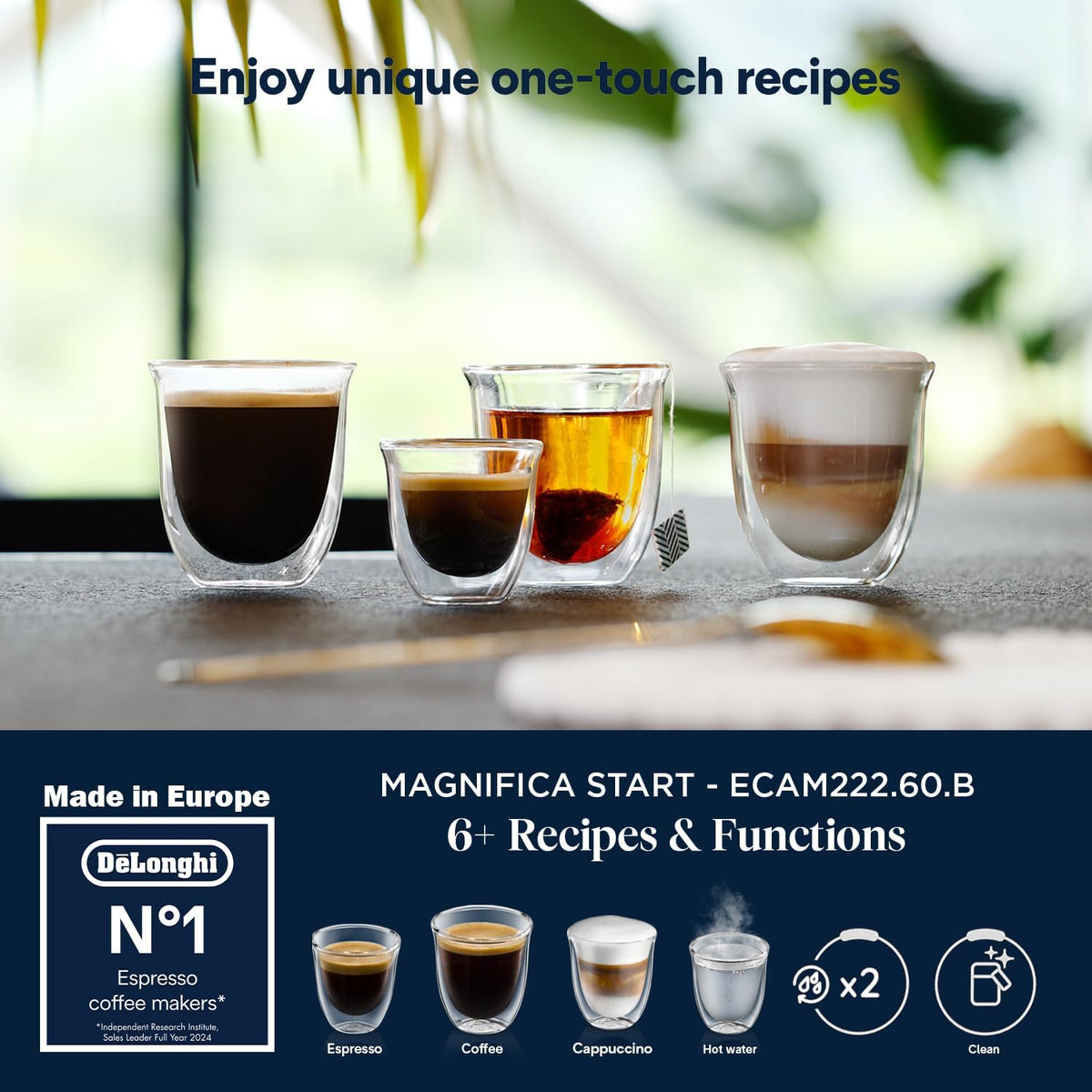 De'Longhi Coffee Machine MAGNIFICA START Fully Automatic Espresso Machine with Soft Touch Interface, 13 Grinder Settings, LatteCrema, Twin S — detail image 6