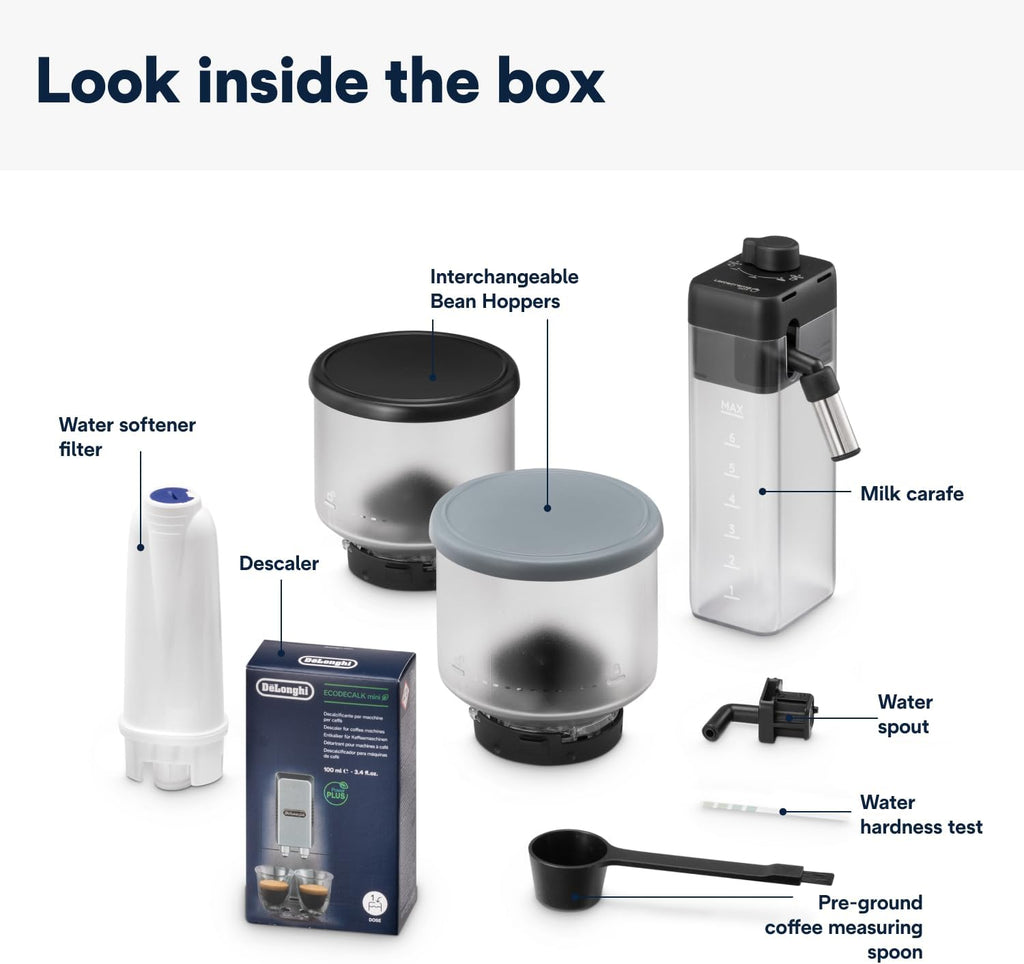 De'Longhi Coffee Machine RIVELIA Fully Automatic Espresso Machine with Bean Hopper, Color Touch Display, 13 Grinder Settings, LatteCrema, Tw — detail image 8