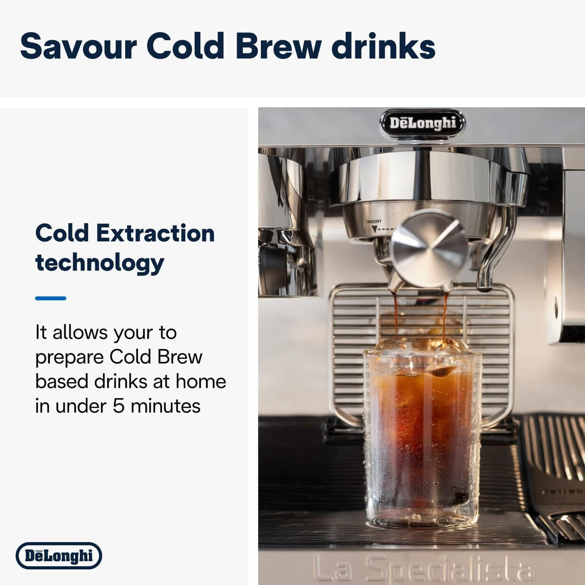 De'Longhi La Specialista Maestro: Ultimate Cold Brew Manual Coffee Machine, Experience with Smart Tech, Cold Extraction Technology, 8 Recipe — detail image 5