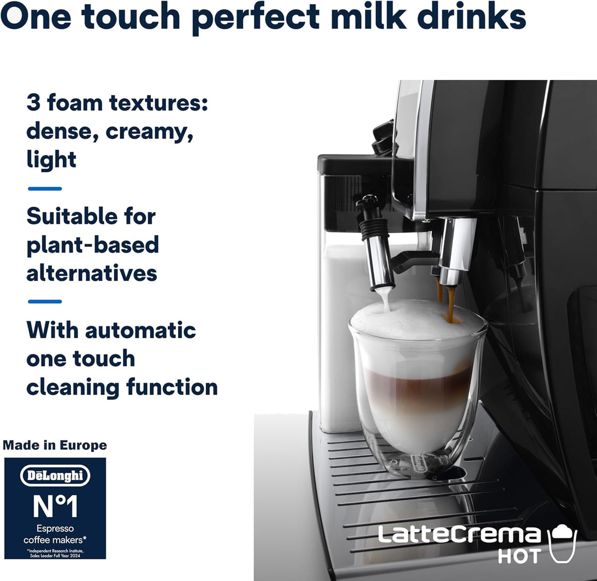 De'Longhi Coffee Machine DINAMICA PLUS Fully Automatic Espresso Machine with Color Touch Display, 13 Grinder Settings, LatteCrema, Twin Shot — detail image 4