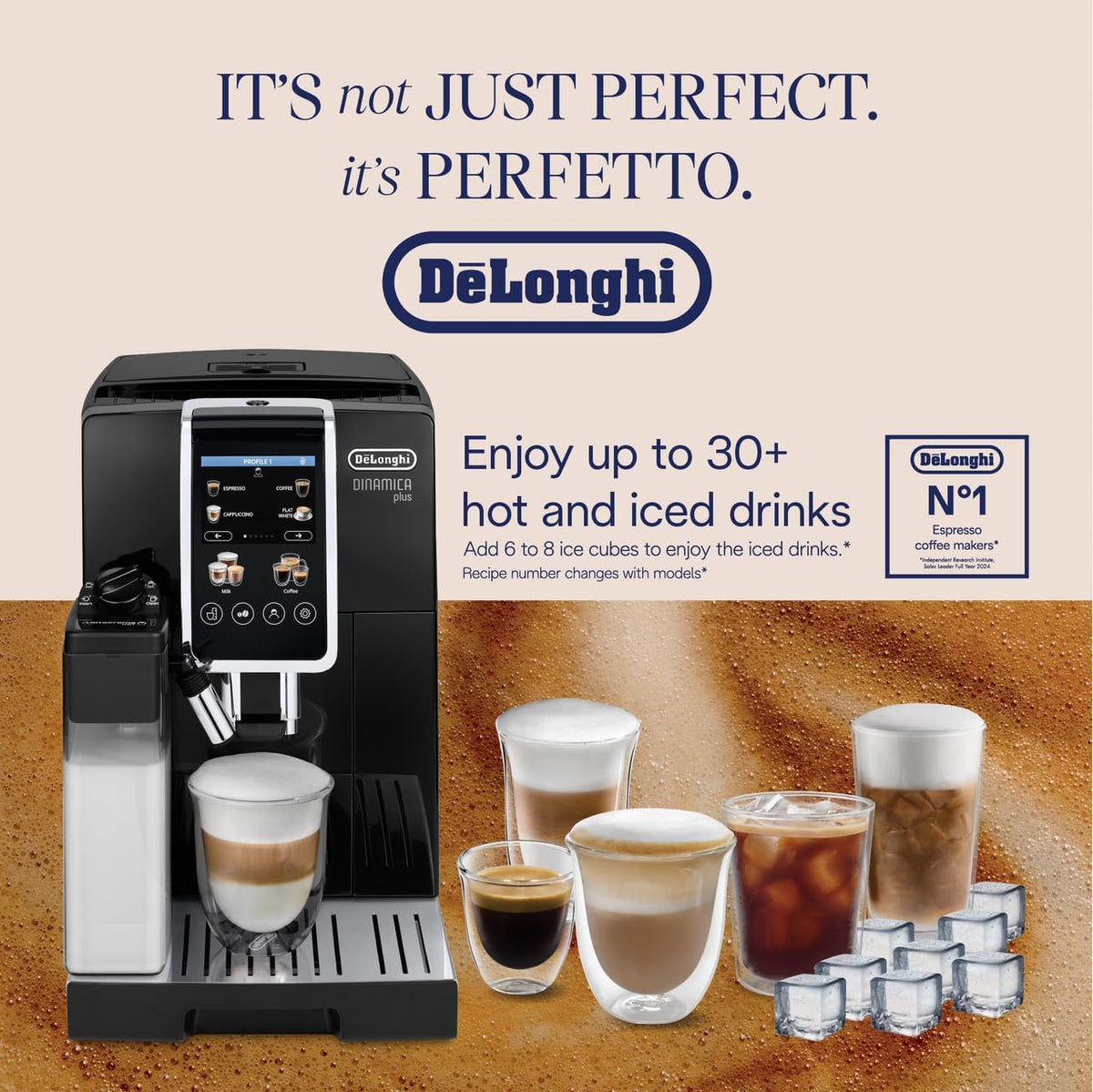 De'Longhi Coffee Machine DINAMICA PLUS Fully Automatic Espresso Machine with Color Touch Display, 13 Grinder Settings, LatteCrema, Twin Shot — detail image 2