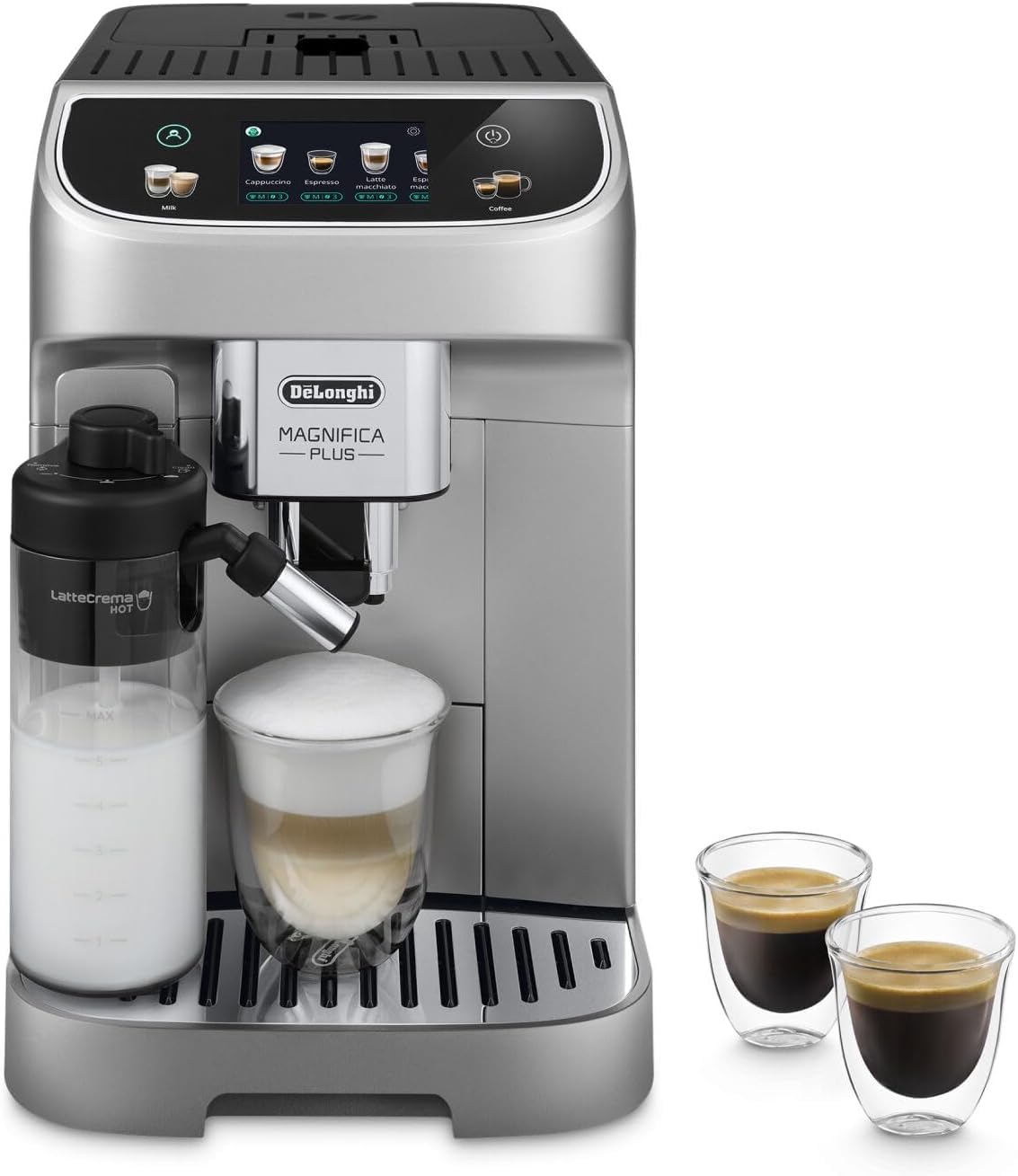De'Longhi Coffee Machine MAGNIFICA PLUS Fully Automatic Espresso Machine with Color Touch Display, 13 Grinder Settings, LatteCrema, Twin Sho — detail image 4