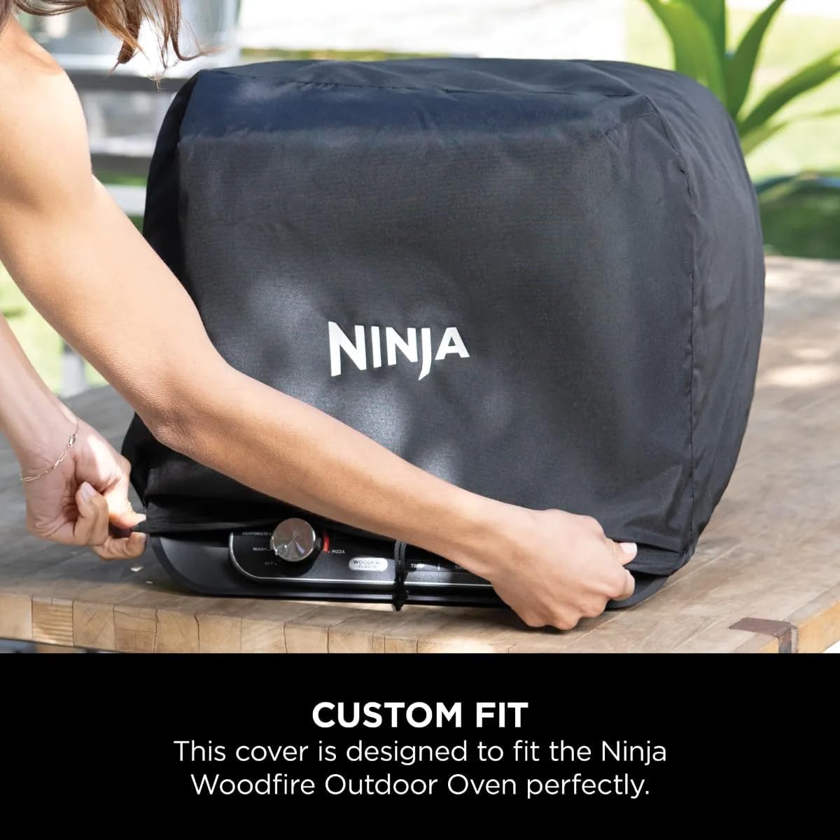 Ninja Woodfire Protective Cover for Outdoor Oven OO101UK, Premium Water-Resistant, Anti-Fade, XSKOCVREUK, Black — detail image 2