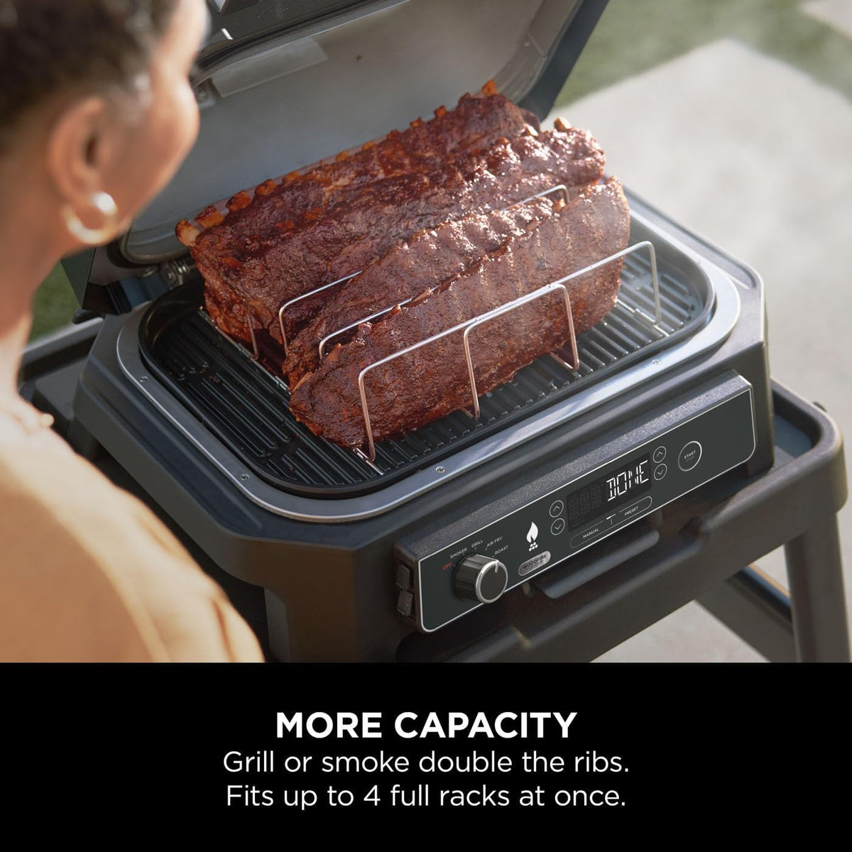 Ninja Woodfire XL Rib Rack, Stainless Steel, Holds up to 4 Full Racks, Easy to Wipe Clean, Official Accessory, Compatible with Ninja Woodfir — detail image 3