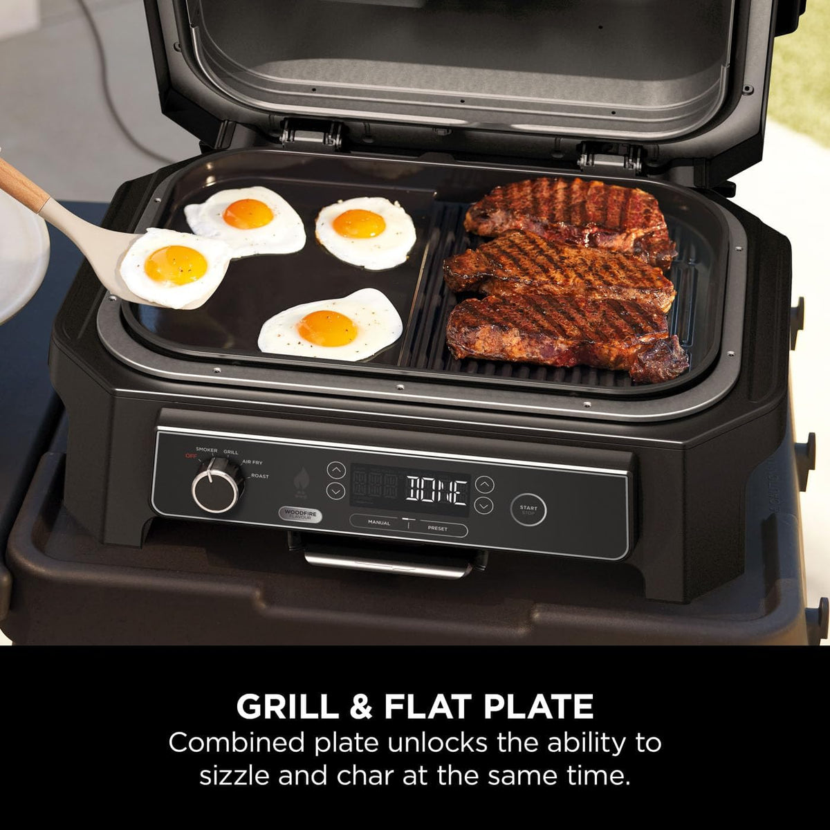 Ninja Woodfire XL Grill & Griddle Combo Plate, Non-Stick, Wood Pellet Compatible, Official Accessory, Compatible with Ninja Woodfire XL BBQ  — detail image 2
