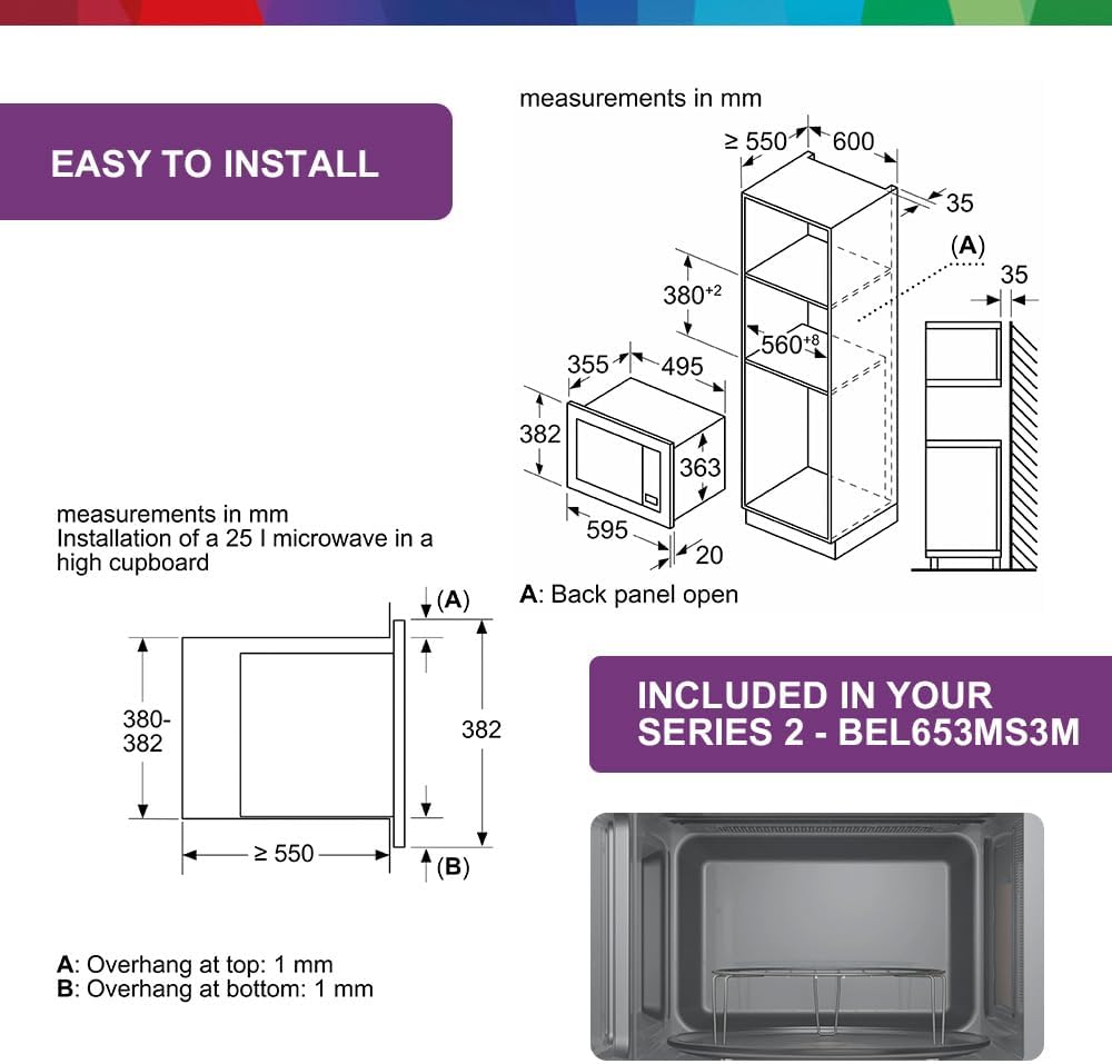 Bosch Series 2 BEL653MS3M Built-In Microwave Oven, 59 x 38 cm, 25L — detail image 6