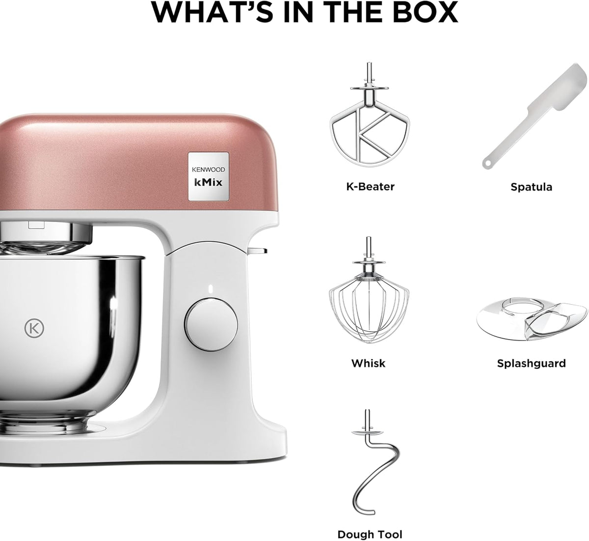 KENWOOD Stand Mixer PREMIUM Kitchen Machine kMix 1000W with 5L Stainless Steel Bowl, K-Beater, Whisk, Dough Hook, Splashguard, Spatula, Uniq — detail image 4