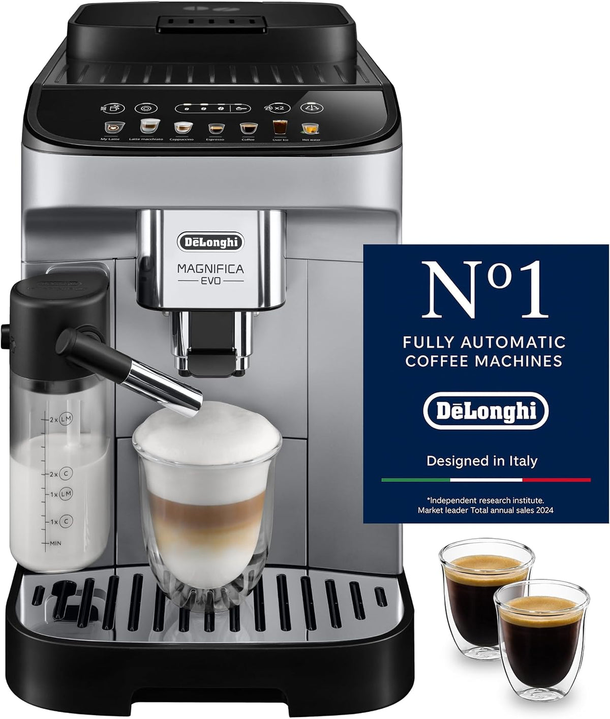De'Longhi Coffee Machine MAGNIFICA EVO Fully Automatic Espresso Machine with Intuitive Colour Display Latte Crema Twin Shot ECAM292.81.SB - — product view
