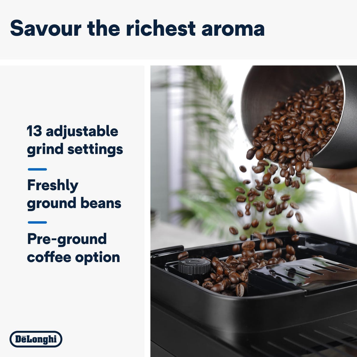 De'Longhi Coffee Machine Magnifica Evo Next Fully Automatic Espresso Machine with Colour Touch Display 13 Grinder Settings Latte Crema Twin  — detail image 3