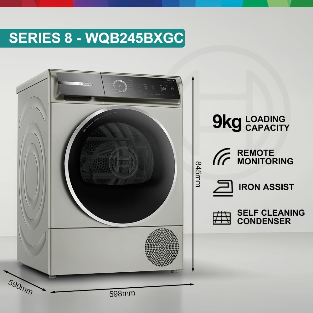 Bosch Series 8 WQB245BXGC Freestanding Heat Pump Dryer, 9kg — detail image 2