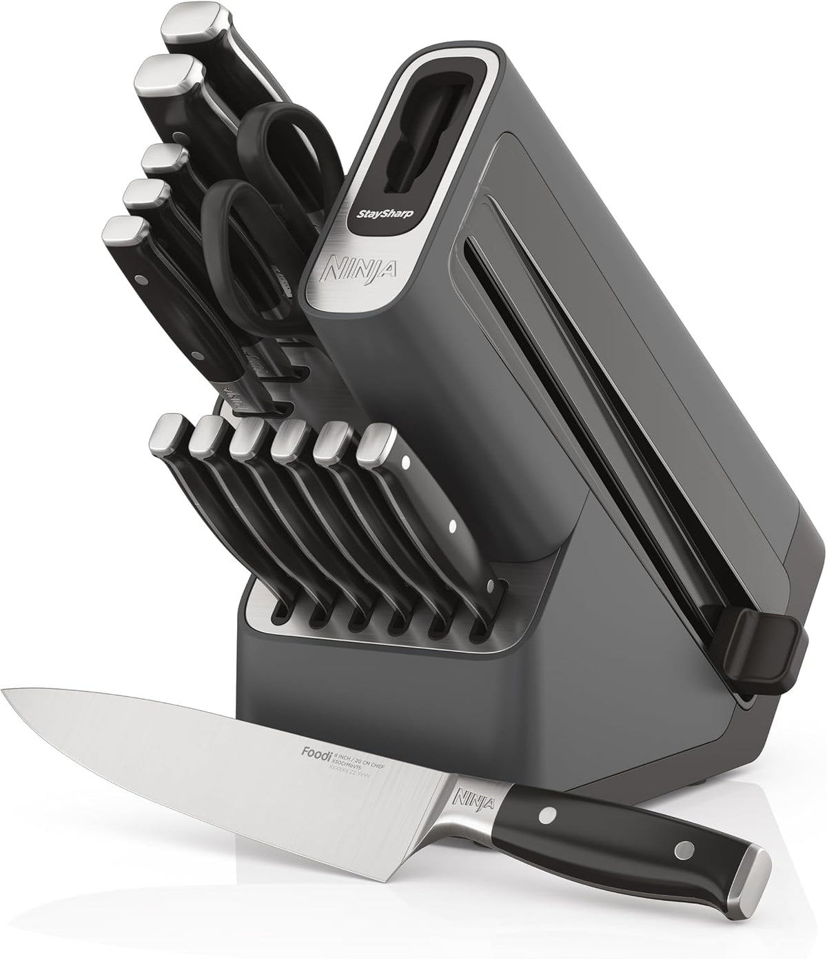 Ninja Foodi StaySharp Knife Block with Integrated Sharpener Deluxe 14-Piece Set, K32014EUUK — product view